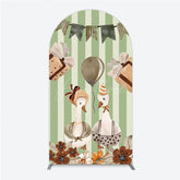 Aperturee - Aperturee Vintage Goose Couple Arch Backdrop for Birthday or Baby Shower Rustic Farm Themed Watercolor Storybook Decor